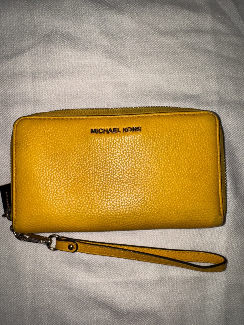 Michael Kors Yellow Pebbled Leather Wristlet Wallet